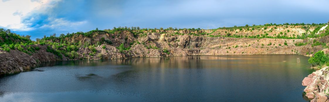 Radon Lake in a place of flooded granite quarry near the Southern Bug river in Mygiya village, Ukraine