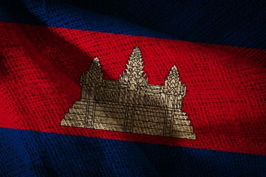 The state flag of Kingdom of Cambodia coarse fabric