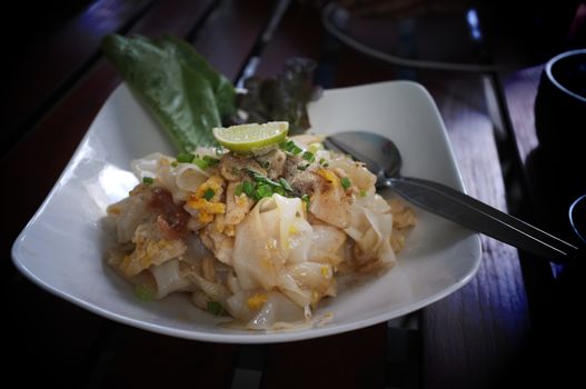 Stir Fried Rice Noodle with Chicken and Pickled squid or Kuaitiao khua kai  Recipe The smell of the pan burns a little bit, deliciously pleasing