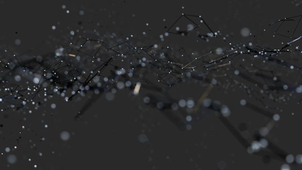 Abstract digital background with cybernetic particles. 3D illustration