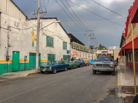Street of a town in Mexico during the decade of the 70s