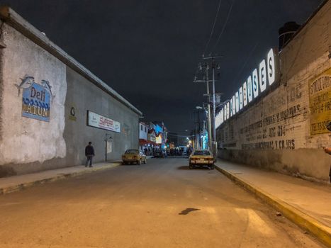 Street of a town in Mexico during the decade of the 70s