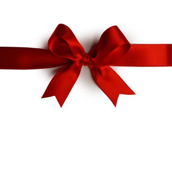 Red gift bow isolated on white background