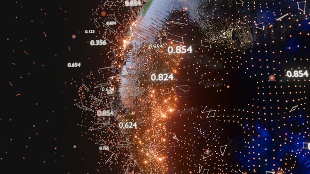 Connection lines and dots around Earth globe, Futuristic technology background. 3D illustration. Elements of this image furnished by NASA