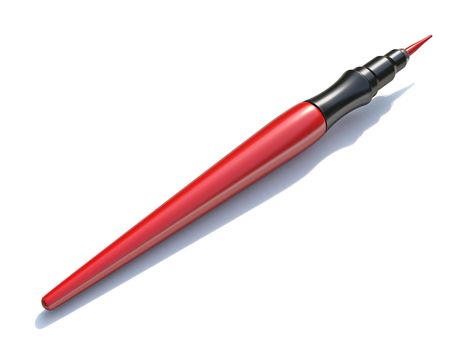 Red brush marker 3D render illustration isolated on white background