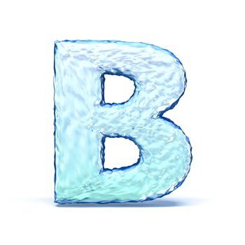 Ice crystal font letter B 3D render illustration isolated on white background