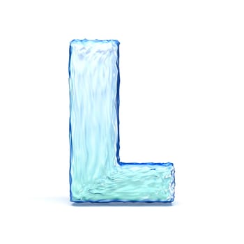 Ice crystal font letter L 3D render illustration isolated on white background