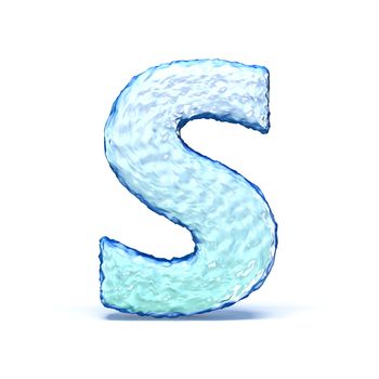 Ice crystal font letter S 3D render illustration isolated on white background