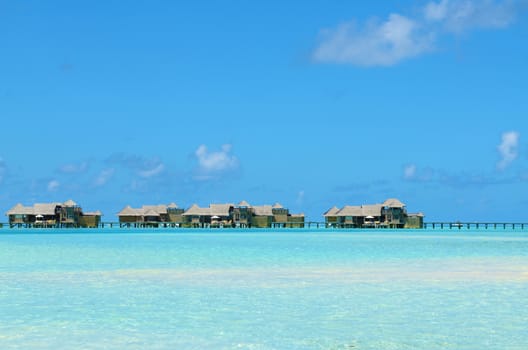 Luxury resort with water bungalows in Maldives