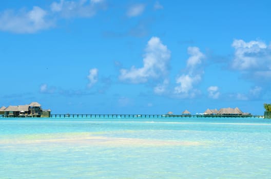 Luxury resort with water bungalows in Maldives