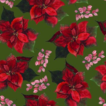 Poinsettia seamless pattern for Christmas decoration