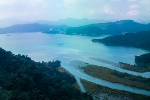 Overhead shot of Sun Moon Lake, Taiwan