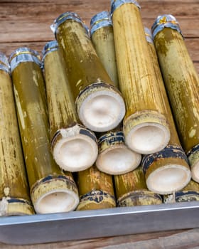 Asian Glutinous rice roasted in bamboo joints, Taiwanese style
