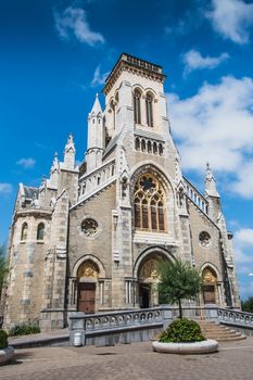 Sainte-Eugénie neogothic church of Biarritz overlooking the port Vieux