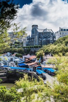 Sainte-Eugénie neogothic church of Biarritz overlooking the port Vieux