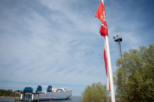 Transport vessels depart from the port in Swinoujscie to the open Baltic Sea