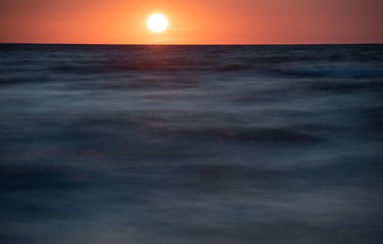 Baltic sea at beautiful sunset in Miedzyzdroje beach, city where the festival of stars takes place every year . Polish baltic coast. Famous city among the tourist.
