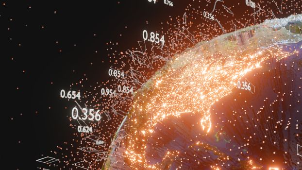 Connection lines and dots around Earth globe, Futuristic technology background. 3D illustration. Elements of this image furnished by NASA