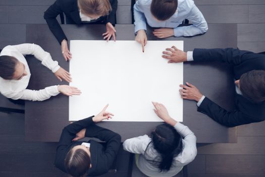 Group of business people with blank paper, new project concept