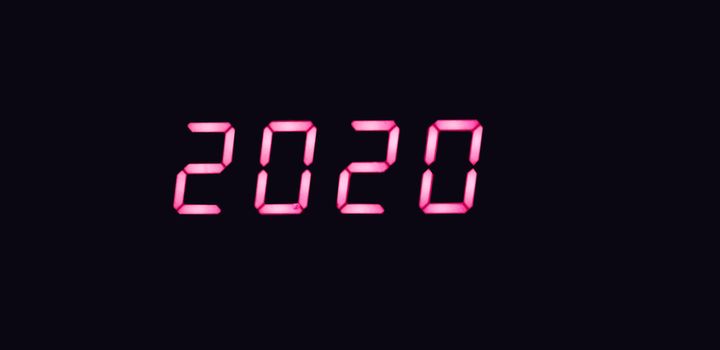 isolated 2 0 2 0 written with on a black background, happy new year 2020 concept.