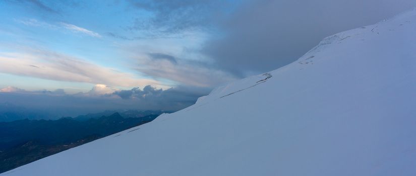 Early morning in Alps snow mountain travel