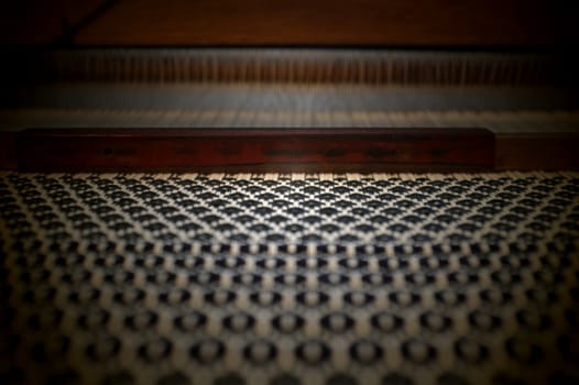 Close up Important tools used in weaving are called loom , Concept Weaving traditional thai fabric