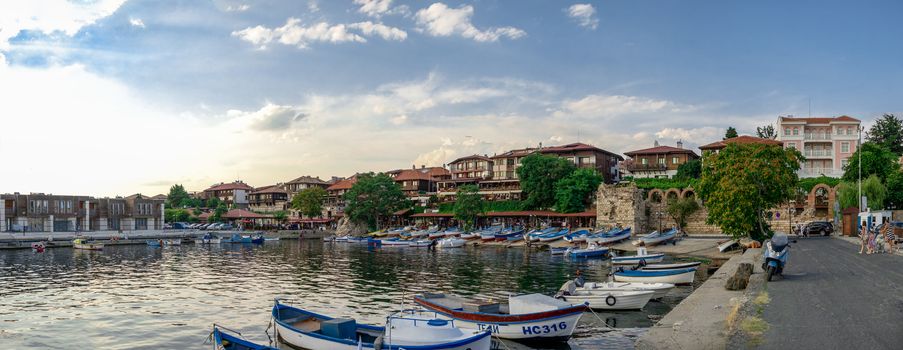 Nesebar, Bulgaria – 07.09.2019. Yacht and pleasure boat parking in Nesebar, Bulgaria, on a sunny summer day