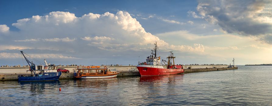 Nesebar, Bulgaria – 07.09.2019. Yacht and pleasure boat parking in Nesebar, Bulgaria, on a sunny summer day