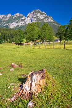 Ramsau valley in Berchtesgaden Alpine region landscape view, Bavaria region of Germany