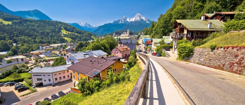 Town of Berchtesgaden and Alpine landscape panoramic view, Bavaria region of Germany