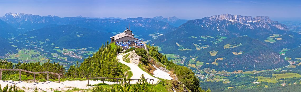 Eagle's Nest or Kehlsteinhaus hideout on the rock above Alpine landscape, Berchtesgadener Land, Bavaria, Germany
