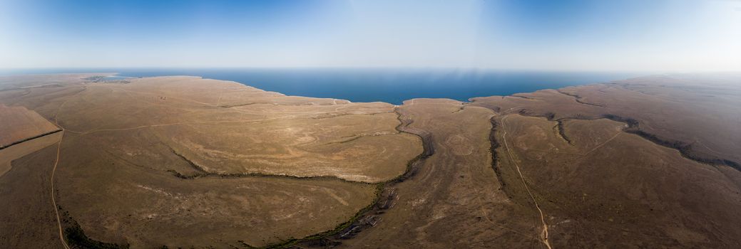 Aerial view of quiet, deserted place. without communication and civilization