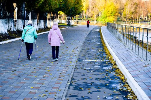 simple and sports walks in the Park in mid-autumn