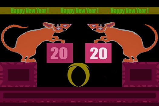 Playing two red rats, a picture that shows the onset of the new year