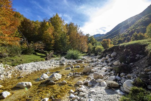 autumnal landscape of val fondillo  in Abruzzo national park, Italy
