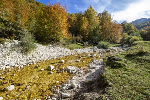 autumnal landscape of val fondillo  in Abruzzo national park, Italy