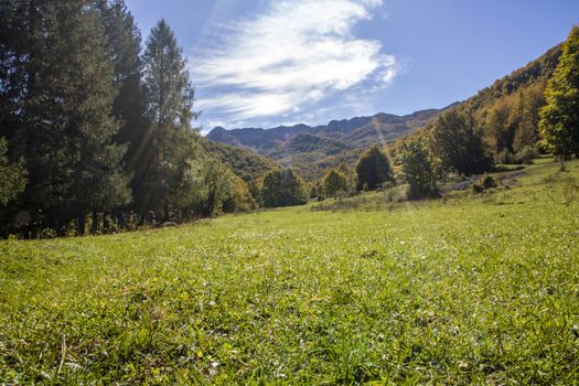 autumnal landscape of val fondillo  in Abruzzo national park, Italy