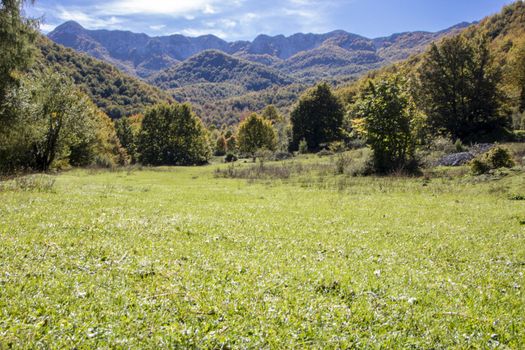 autumnal landscape of val fondillo  in Abruzzo national park, Italy