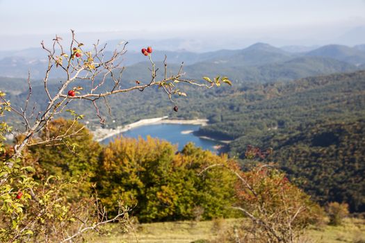 View of the montagna Spaccata lake in Abruzzo National Park, Italy