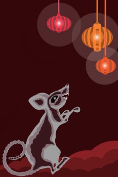 Rat rejoices at light of Chinese lights, associated with new year 's onset