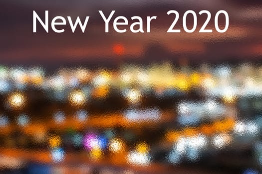 The Happy New Year 2020 With Dark Navy Blue Glitter Bokeh Light Sparkling Background,holiday Celebration