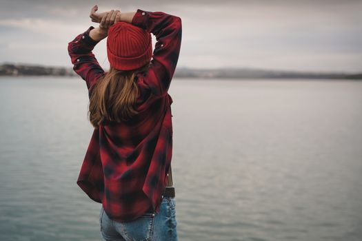 Beautiful woman enjoying her day on the lake