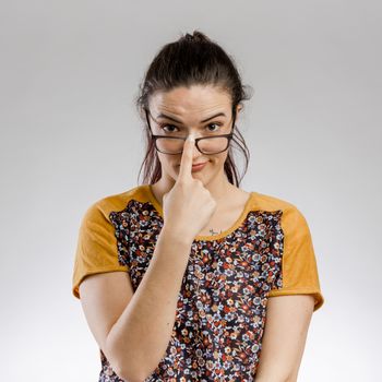 Portrait of a cute woman with eyeglasses