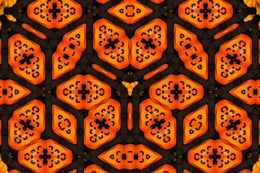 The abstract multicolor texture strange kaleidoscope background with orange and black color