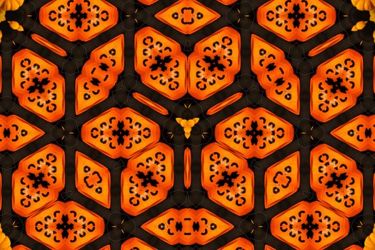 The abstract multicolor texture strange kaleidoscope background with orange and black color