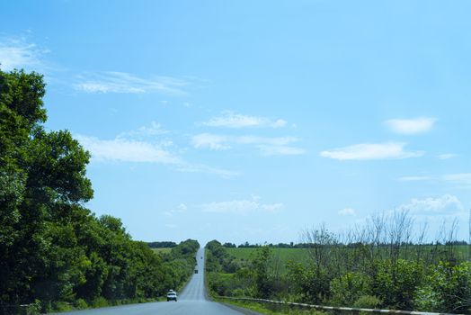 Road panorama on summer evening