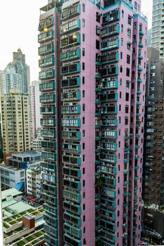 The skyscrapers of Hong Kong in close-up