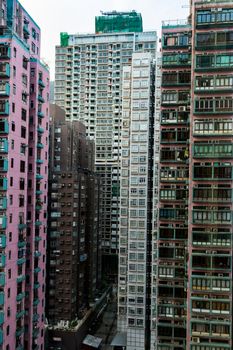 The skyscrapers of Hong Kong in close-up