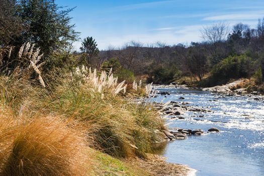 mountain stream landscape in Cordoba province Argentina