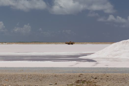 caribbean salt lake mining work Bonaire island Netherlandes Antilles